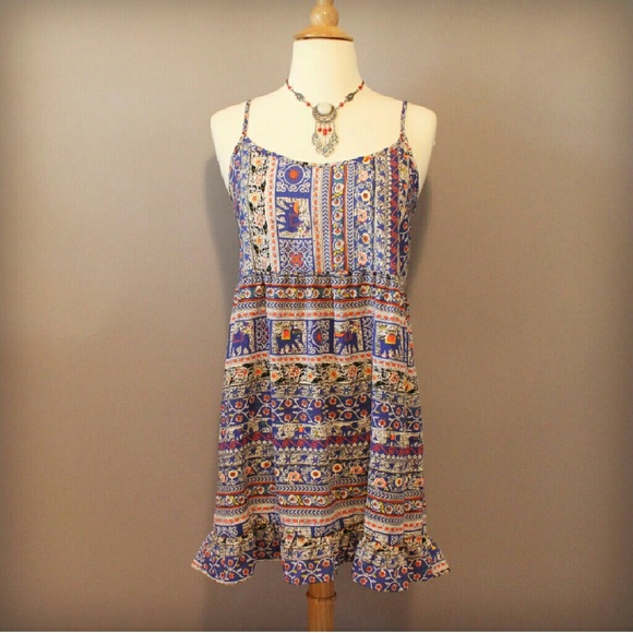 ONE CLOTHING blue boho print dress - Picture 1 of 3