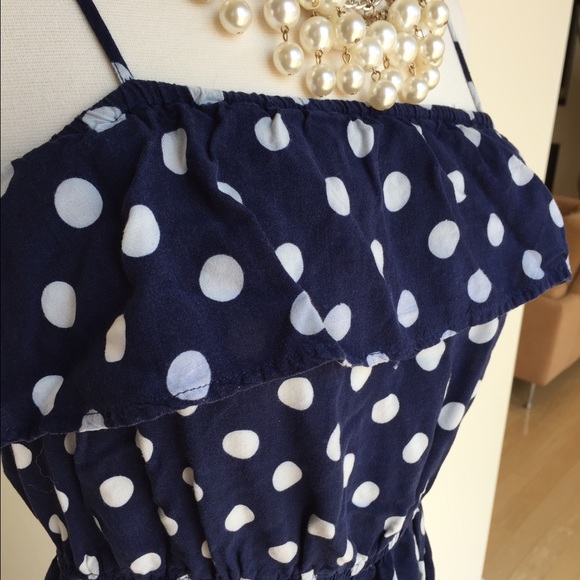 Blue and White Polka Dot Ruffle High-Low Dress - Picture 3 of 4