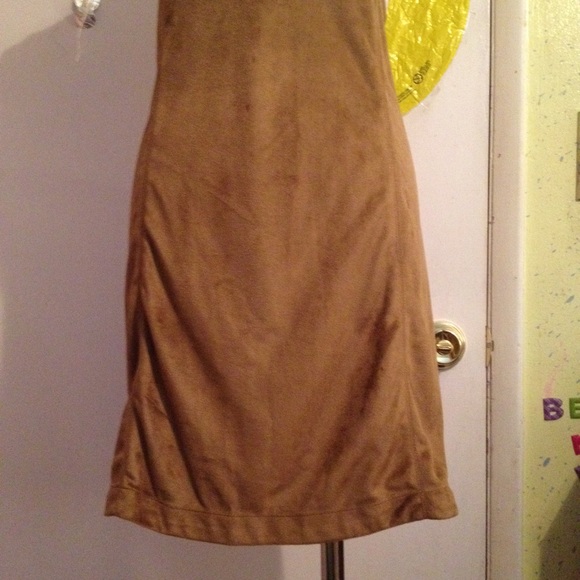 Off white and tan suede two-tone mini dress NWT - Picture 3 of 4