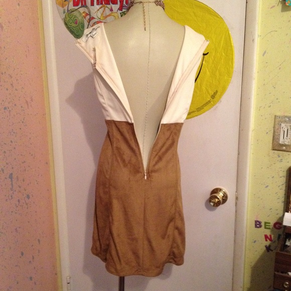 Off white and tan suede two-tone mini dress NWT - Picture 4 of 4