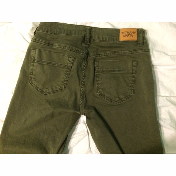 Hunter green moto skinny jeans - Picture 4 of 4