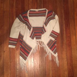 Free people style Tribal print fringe sweater