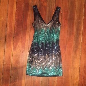 Blue sequin party dress