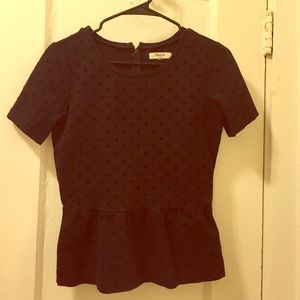 Madewell black peplum with velvet polka dots