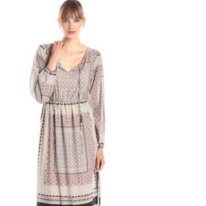 Peasant Printed Long-Sleeve Maxi Dress