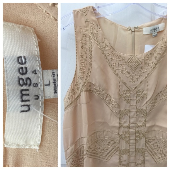 SOLD NEW Umgee Fringe Dress Embroidered Nude Blush - Picture 3 of 4