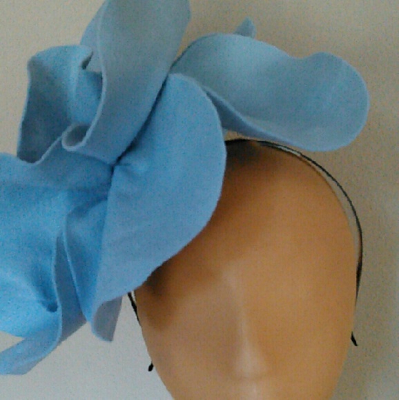 Light blue felt oversized rose headband