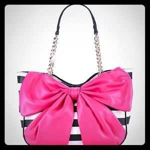 Betsey Johnson Bow Tails Striped Tote