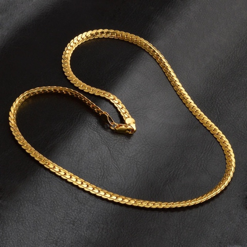 24” 6mm New unisex 18K gold chain/ necklace