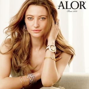 ALOR 18k White Gold & .05ct Diamond Wire Bangle