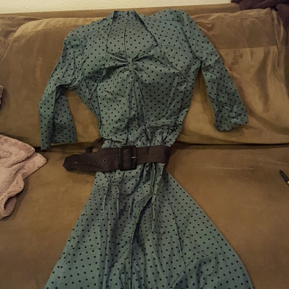 Rockabilly green polka dot dress