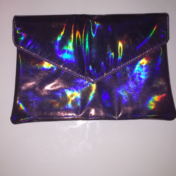 Hologram purple envelop clutch