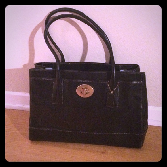 Black Leather Coach Handbag
