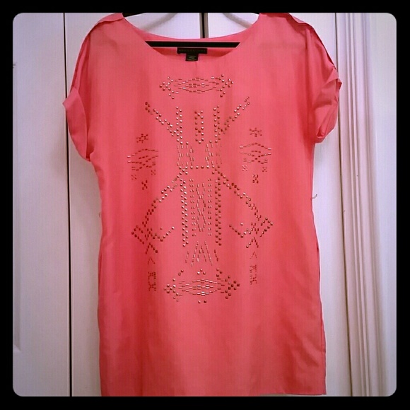 Apostrophe studded coral tunic sz.S