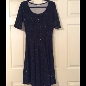 LuLa Roe, Nicole black print dress, size M.