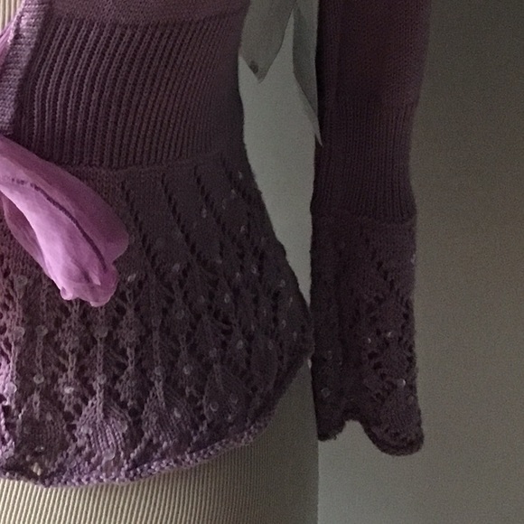 Nicole Miller Satin Tie Sequin Hem Cardigan - Picture 4 of 4