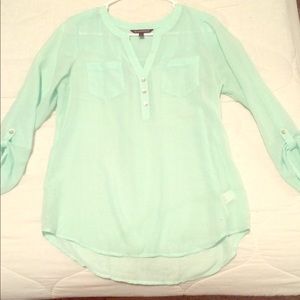 Express- Tiffany Blue Sheer blouse