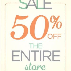 Sale sale sale 50% off the entire store.