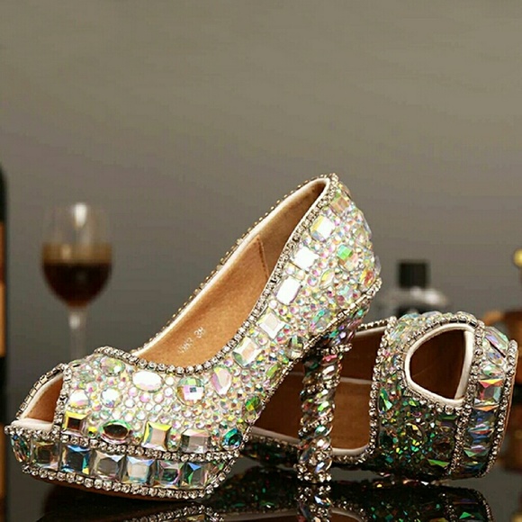 Stunning AB Crystal Wedding Heels