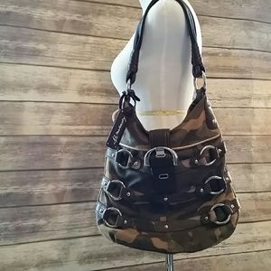 B Makowsky Camouflage Printed Leather Shoulder Bag