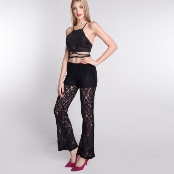 Black Lace Bell Bottoms - Picture 3 of 3
