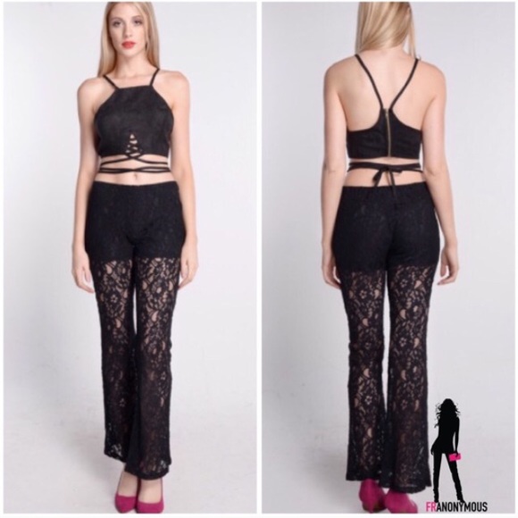 Black Lace Bell Bottoms - Picture 2 of 3