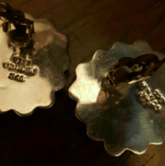 Vintage 925 Sterling Turquoise Clip On Earrings - Picture 4 of 4