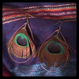Peacock & Copper Drop Earrings