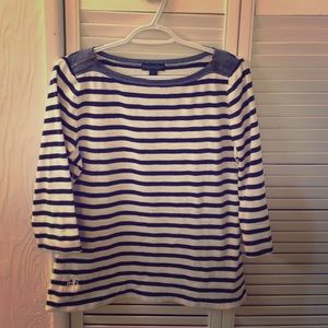 Ralph Lauren navy and beige striped top