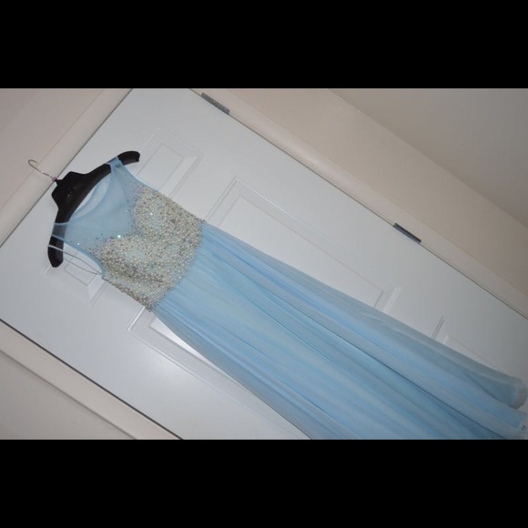 2014 La Femme blue prom dress