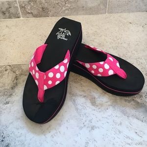 Pink wedge flip flops