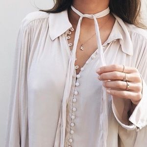 Free people Modern Muse tie neck blouse in petal