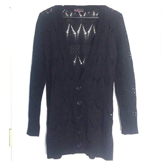 Long Black Knit Cardigan