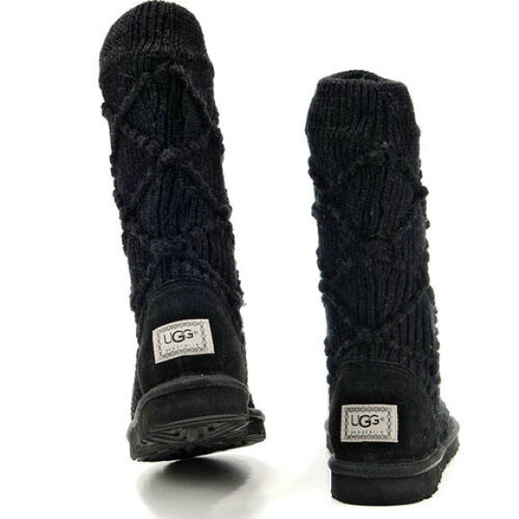 Black Cable Knit UGGs