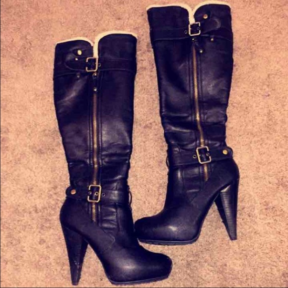 Black Guess Heel Boots