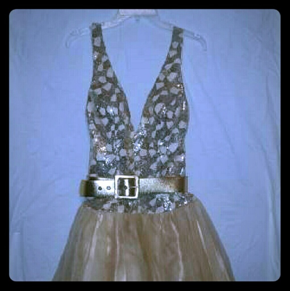 Gold Cocktail Dress w/ Belt