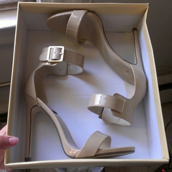 Patent leather ankle strap heels