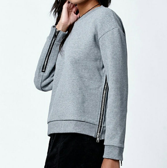 OBEY Crew Zippered Sweatshirt Gray Small