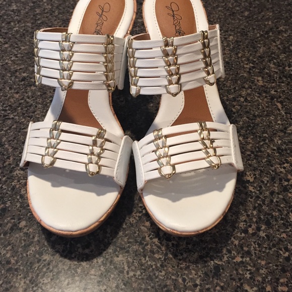 White heeled sandals