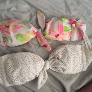 Two strapless tops