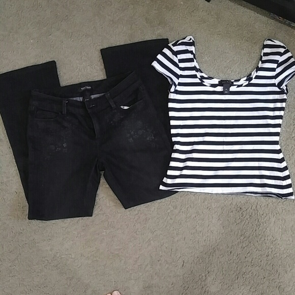 WH|BM bundle- Striped crop top w/ Dark Jeans