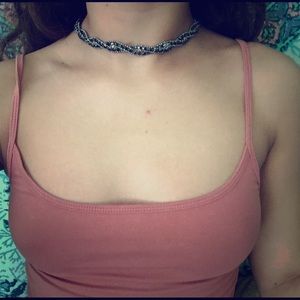 Braided black rhinestone choker