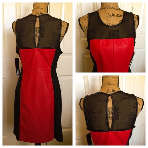 🎉Host Pick🎉 Red faux Leather Dress w/Black sides - Picture 2 of 2
