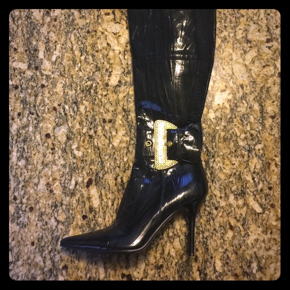 LIKE NEW Black Knee High Stiletto Boots
