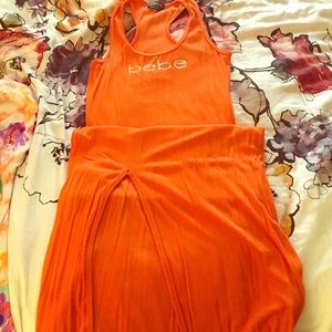 Bebe maxi long dress with slit in front
