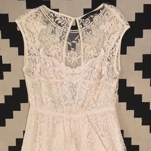 White lace open back mini dress from Zara