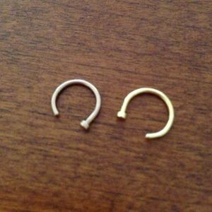 Rose gold and gold 18g nose hoops