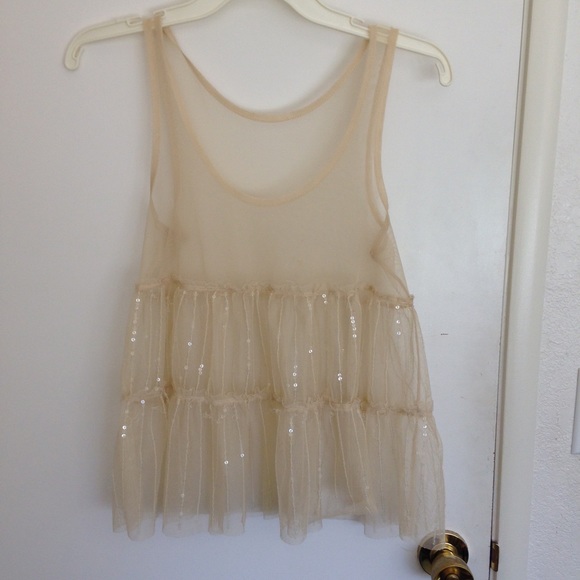 Sequin beige tank top