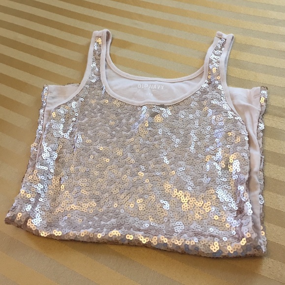 Old Navy Sequin Tank Top in Light Gold
