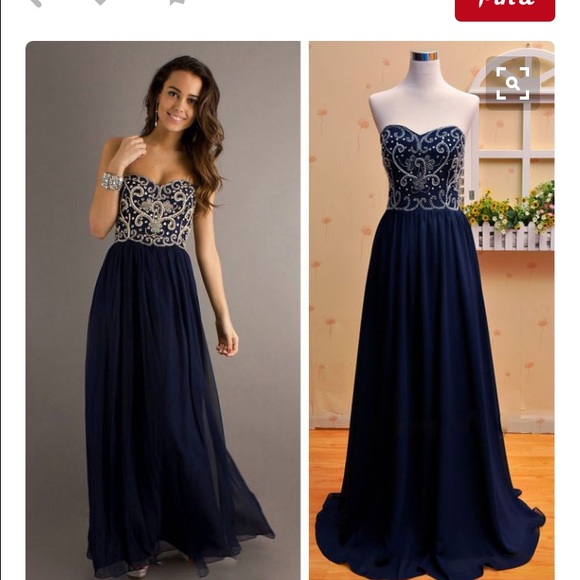 Burgundy strapless chiffon prom dress - Picture 1 of 2